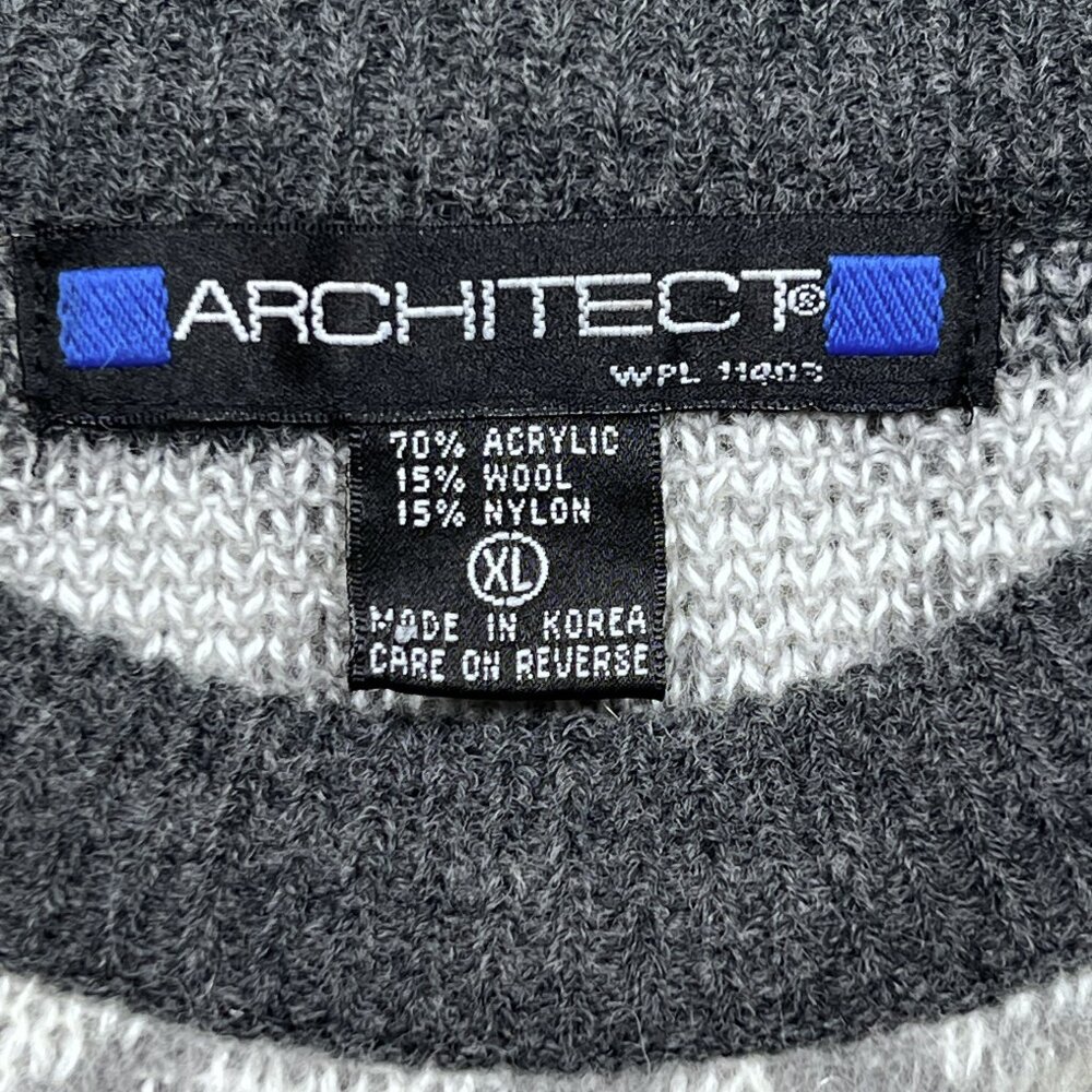 ‘90s Vintage Fair Isle Nordic Wool Blend Sweater Gray White Size XL - NWOT - Picture 6 of 7